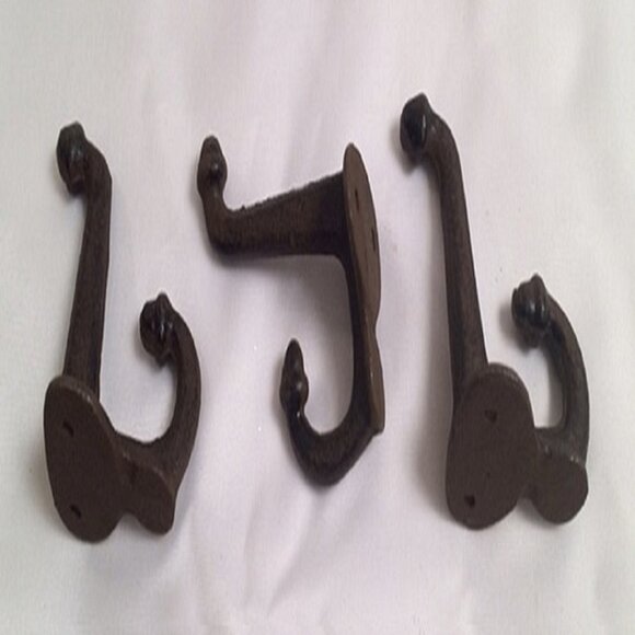 Two (2) Cast Iron Rustic Double Acorn Wall Hooks 3" deep Two (2) 0170-531705 R - Picture 9 of 16
